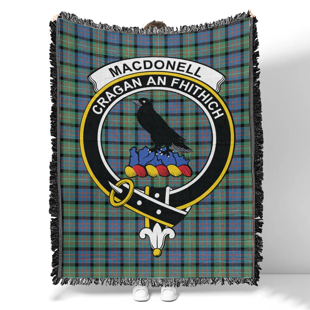 Scottish Tartan MacDonnell of Glengarry Ancient Clan Woven Blanket Crest Style