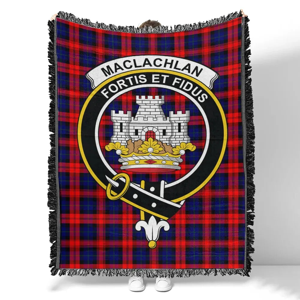 Scottish Tartan MacLachlan Modern Clan Woven Blanket Crest Style