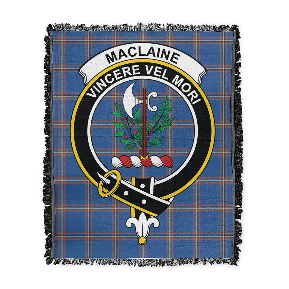 Scottish Tartan MacLaine of Loch Buie Clan Woven Blanket Crest Style