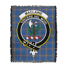 Scottish Tartan MacLaine of Loch Buie Clan Woven Blanket Crest Style