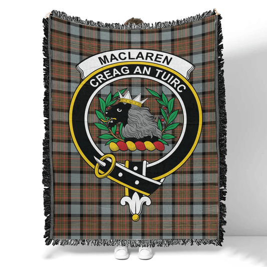 Scottish Tartan MacLaren Weathered Clan Woven Blanket Crest Style