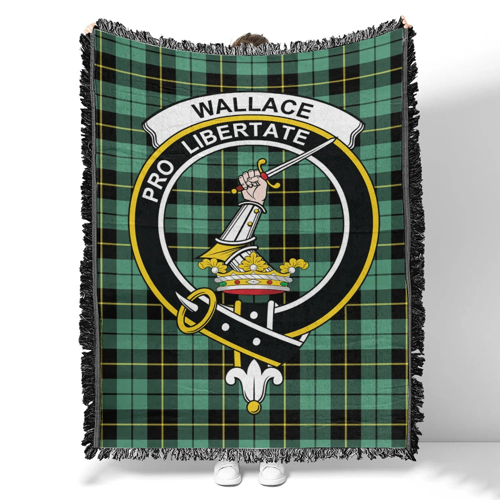 Scottish Tartan Wallace Hunting - Red Clan Woven Blanket Crest Style