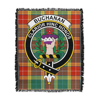 Scottish Tartan Buchanan Old Sett Clan Woven Blanket Crest Style