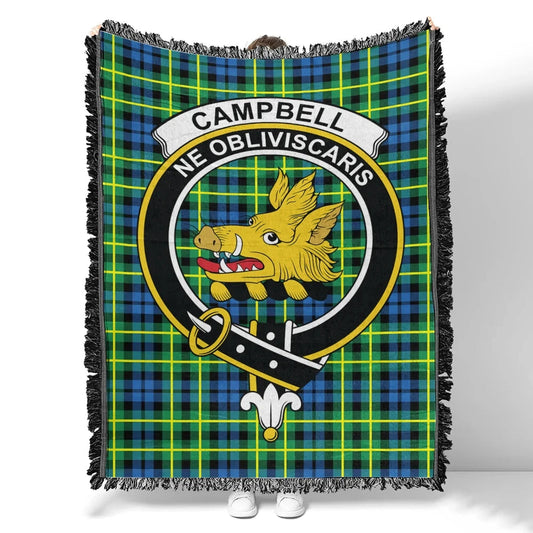 Scottish Tartan Campbell of Breadalbane Ancient Clan Woven Blanket Crest Style