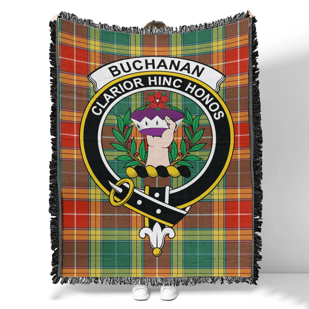 Scottish Tartan Buchanan Old Sett Clan Woven Blanket Crest Style