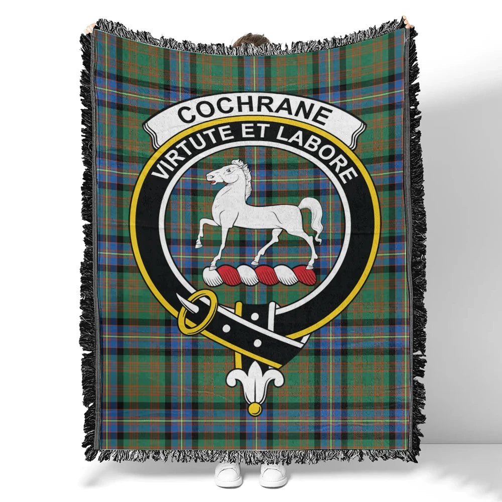 Scottish Tartan Cochrane Ancient Clan Woven Blanket Crest Style