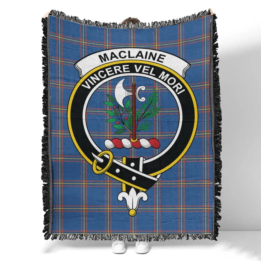 Scottish Tartan MacLaine of Loch Buie Clan Woven Blanket Crest Style