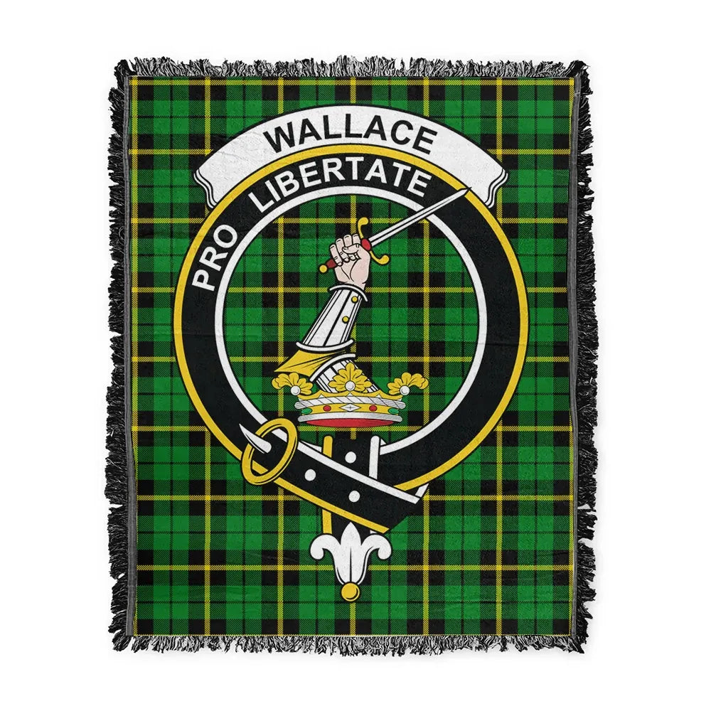 Scottish Tartan Wallace Hunting - Green Clan Woven Blanket Crest Style