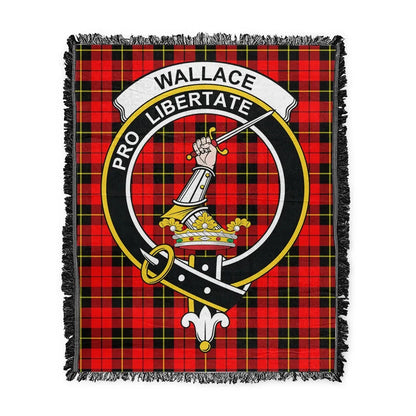 Scottish Tartan Wallace Hunting - Red Clan Woven Blanket Crest Style