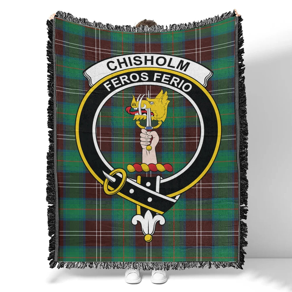 Scottish Tartan Chisholm Hunting Ancient Clan Woven Blanket Crest Style