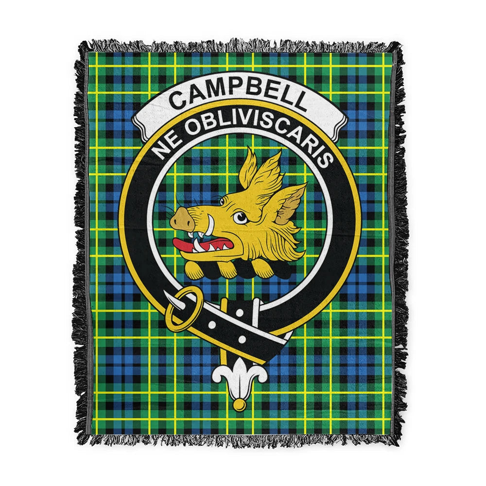 Scottish Tartan Campbell of Breadalbane Ancient Clan Woven Blanket Crest Style