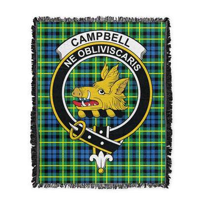 Scottish Tartan Campbell of Breadalbane Ancient Clan Woven Blanket Crest Style