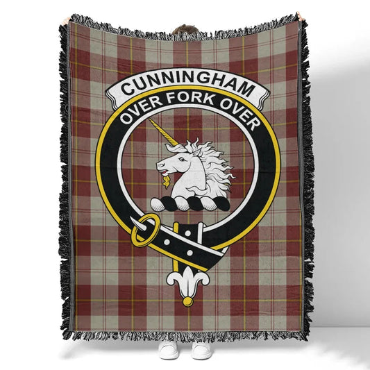 Scottish Tartan Cunningham Burgundy Dancers Clan Woven Blanket Crest Style