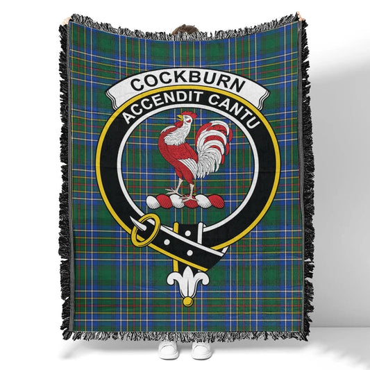 Scottish Tartan Cockburn Ancient Clan Woven Blanket Crest Style