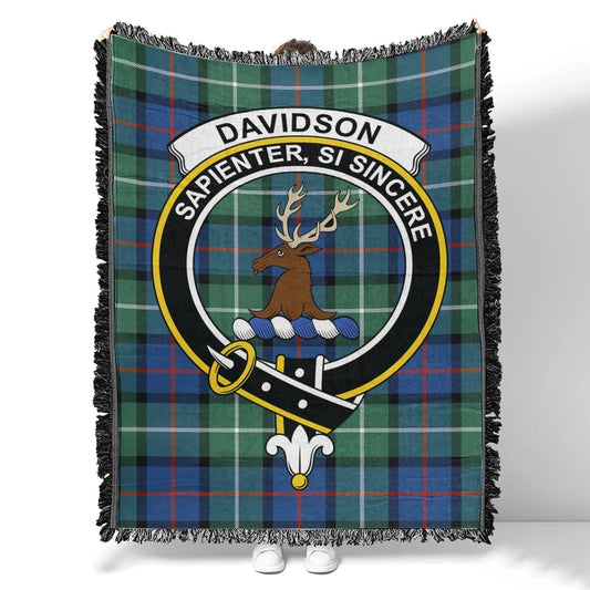 Scottish Tartan Davidson of Tulloch Clan Woven Blanket Crest Style