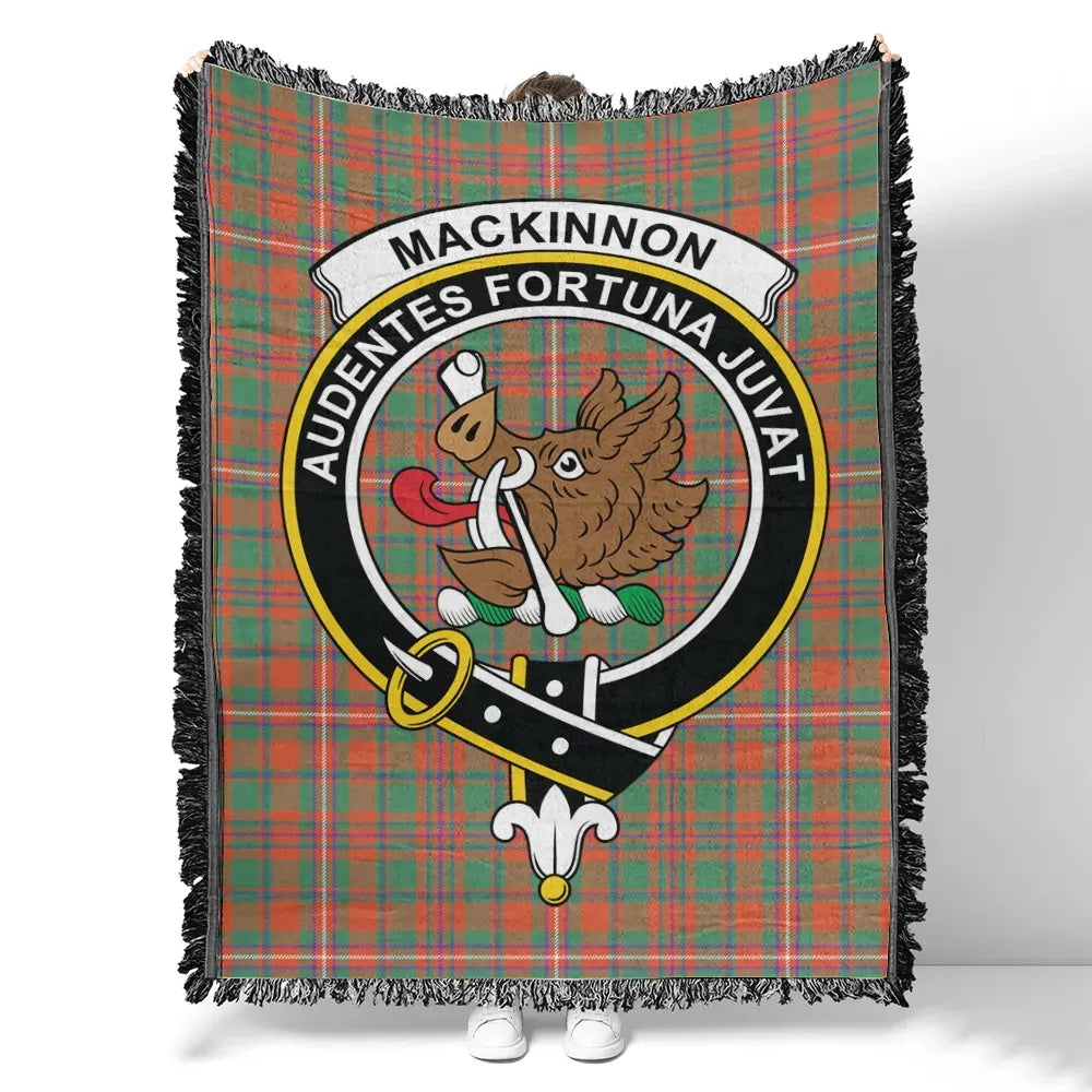 Scottish Tartan MacKinnon Ancient Clan Woven Blanket Crest Style