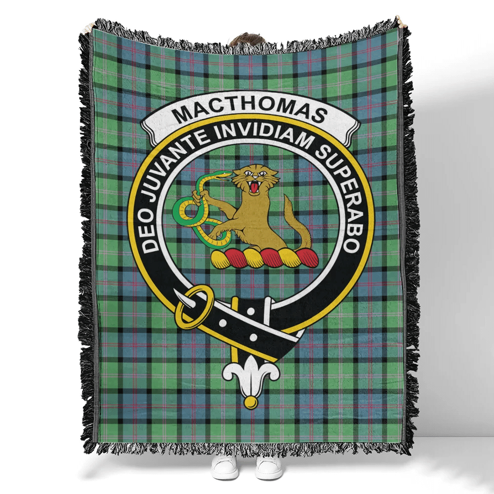 Scottish Tartan MacThomas Ancient Clan Woven Blanket Crest Style