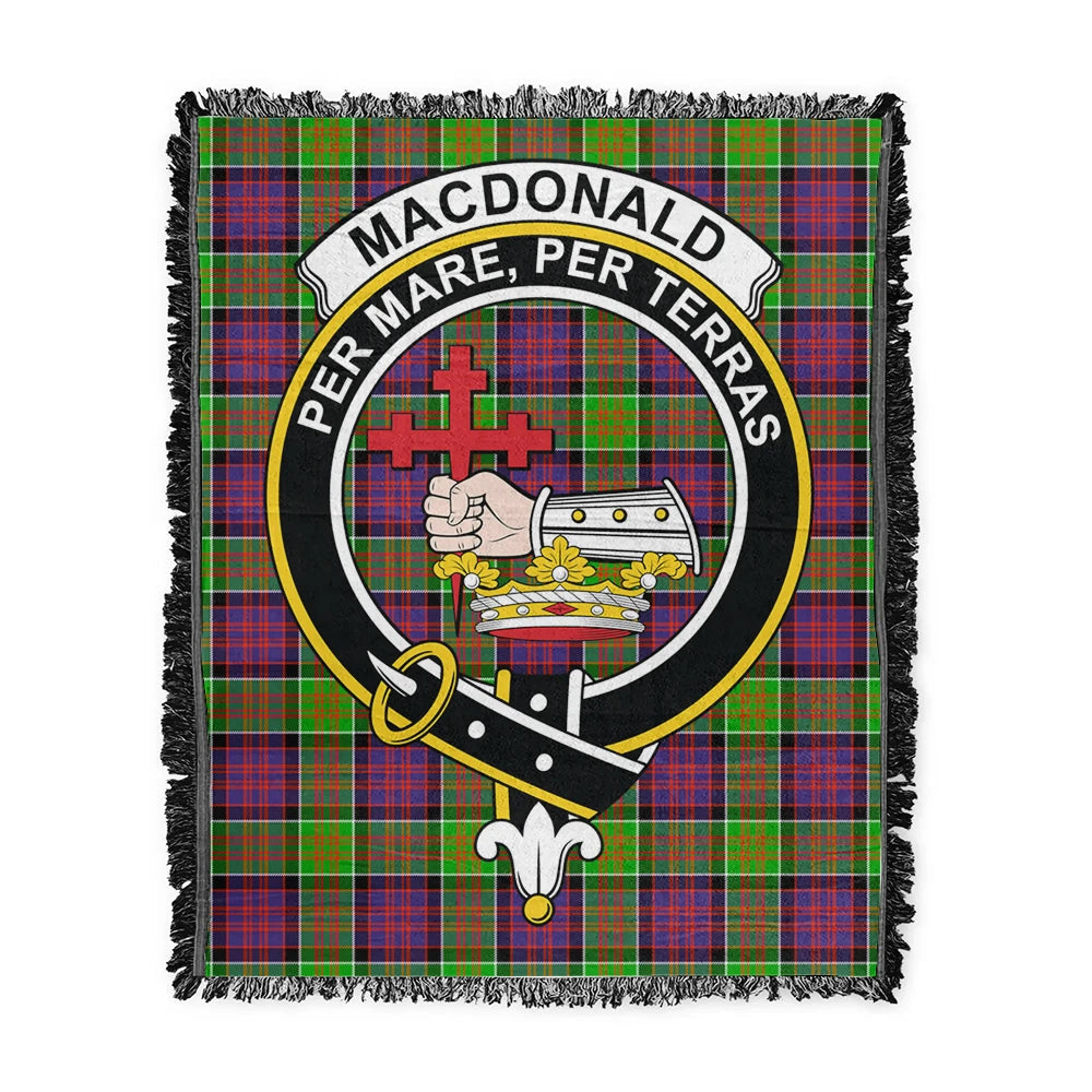 Scottish Tartan MacDonald of Clanranald Clan Woven Blanket Crest Style