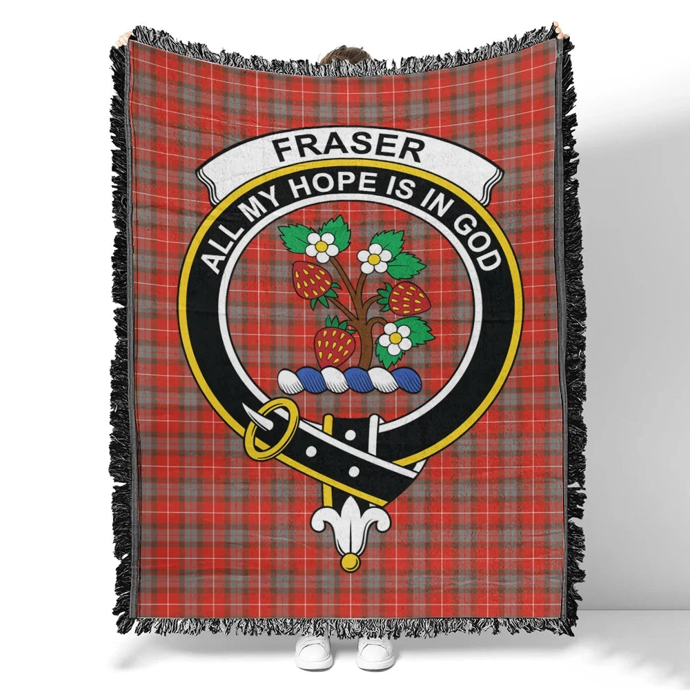 Scottish Tartan Fraser Weathered Clan Woven Blanket Crest Style