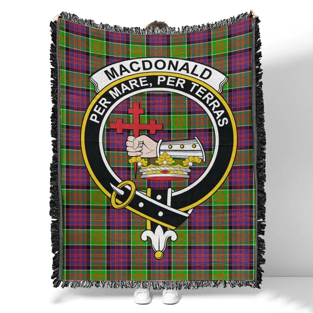 Scottish Tartan MacDonald of Clanranald Clan Woven Blanket Crest Style