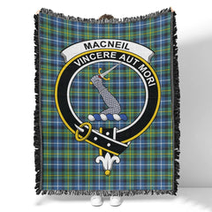 Scottish Tartan MacNeill of Barra Ancient Clan Woven Blanket Crest Style