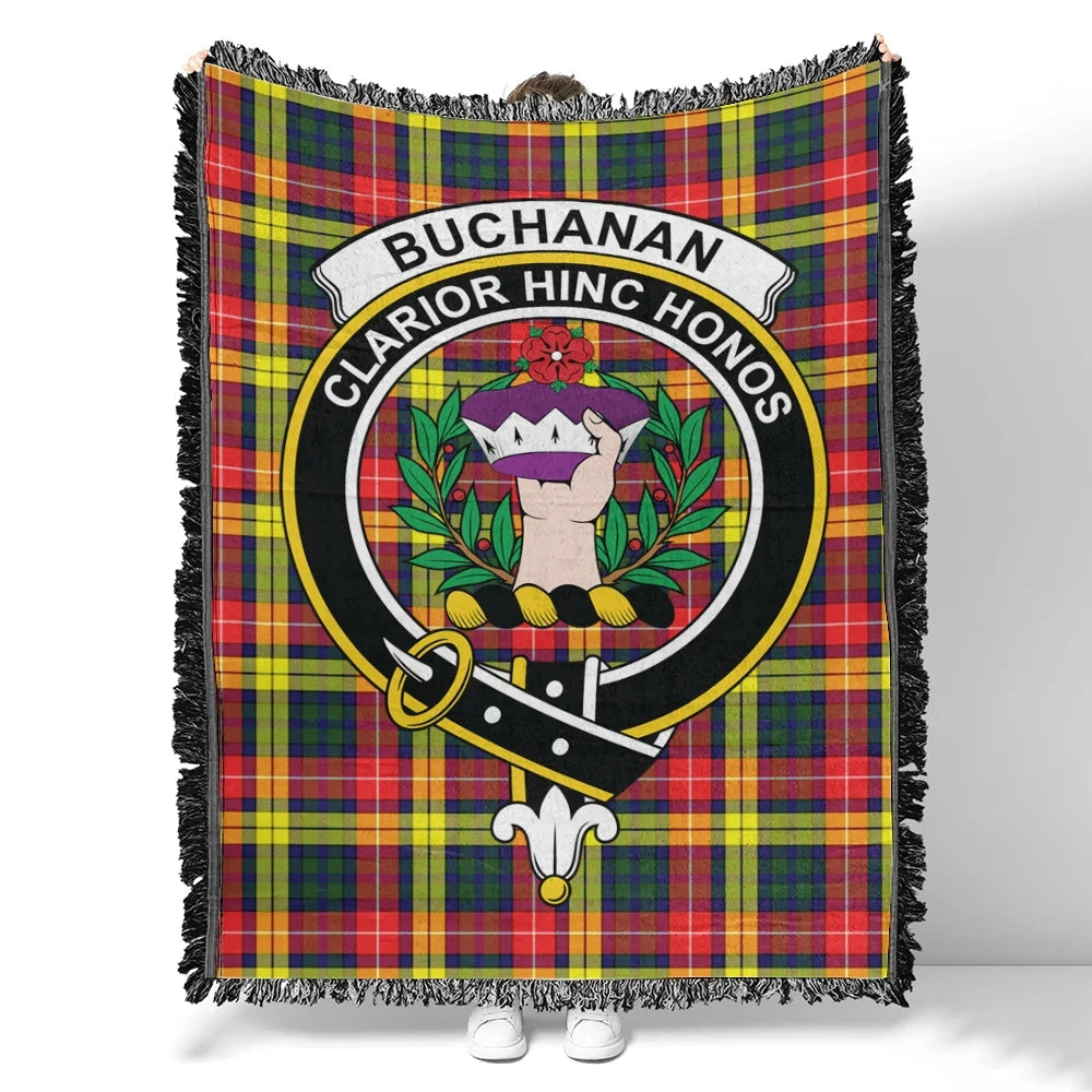 Scottish Tartan Buchanan Modern Clan Woven Blanket Crest Style