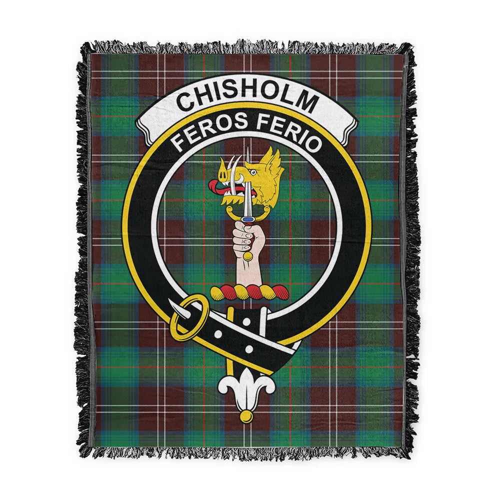 Scottish Tartan Chisholm Hunting Ancient Clan Woven Blanket Crest Style