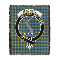 Scottish Tartan MacNeill of Barra Ancient Clan Woven Blanket Crest Style