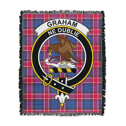 Scottish Tartan Graham of Menteith Red Clan Woven Blanket Crest Style