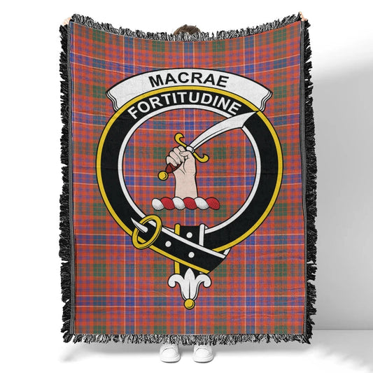 Scottish Tartan MacRae Ancient Clan Woven Blanket Crest Style