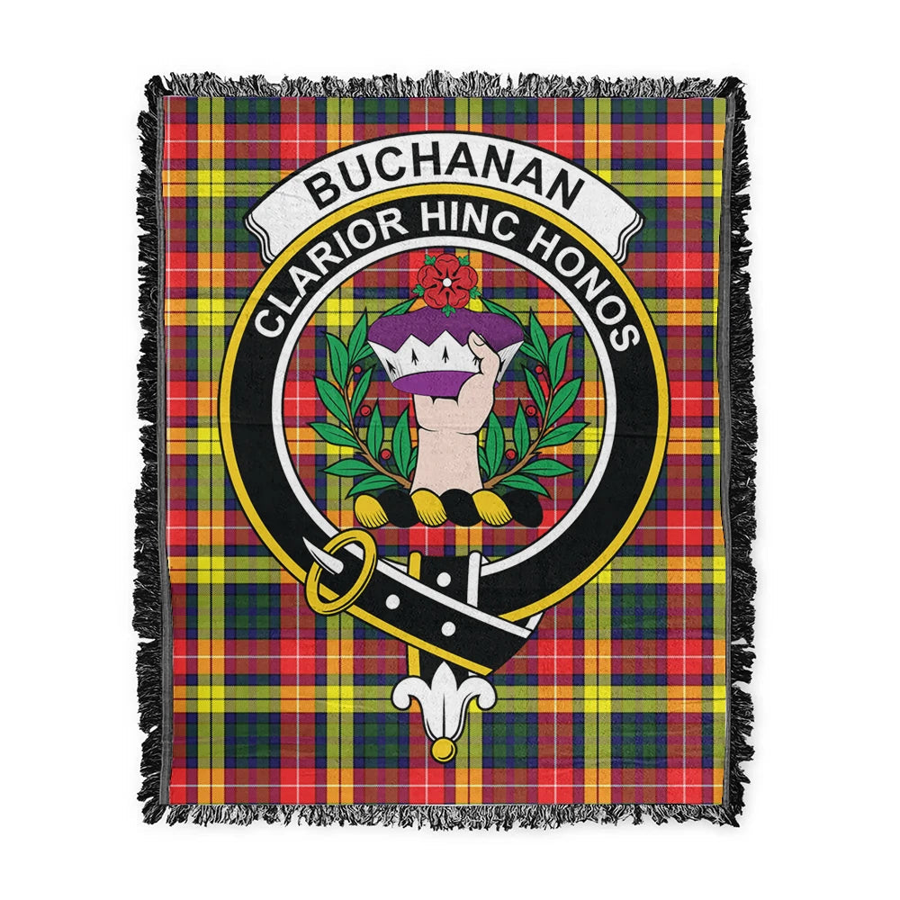 Scottish Tartan Buchanan Modern Clan Woven Blanket Crest Style