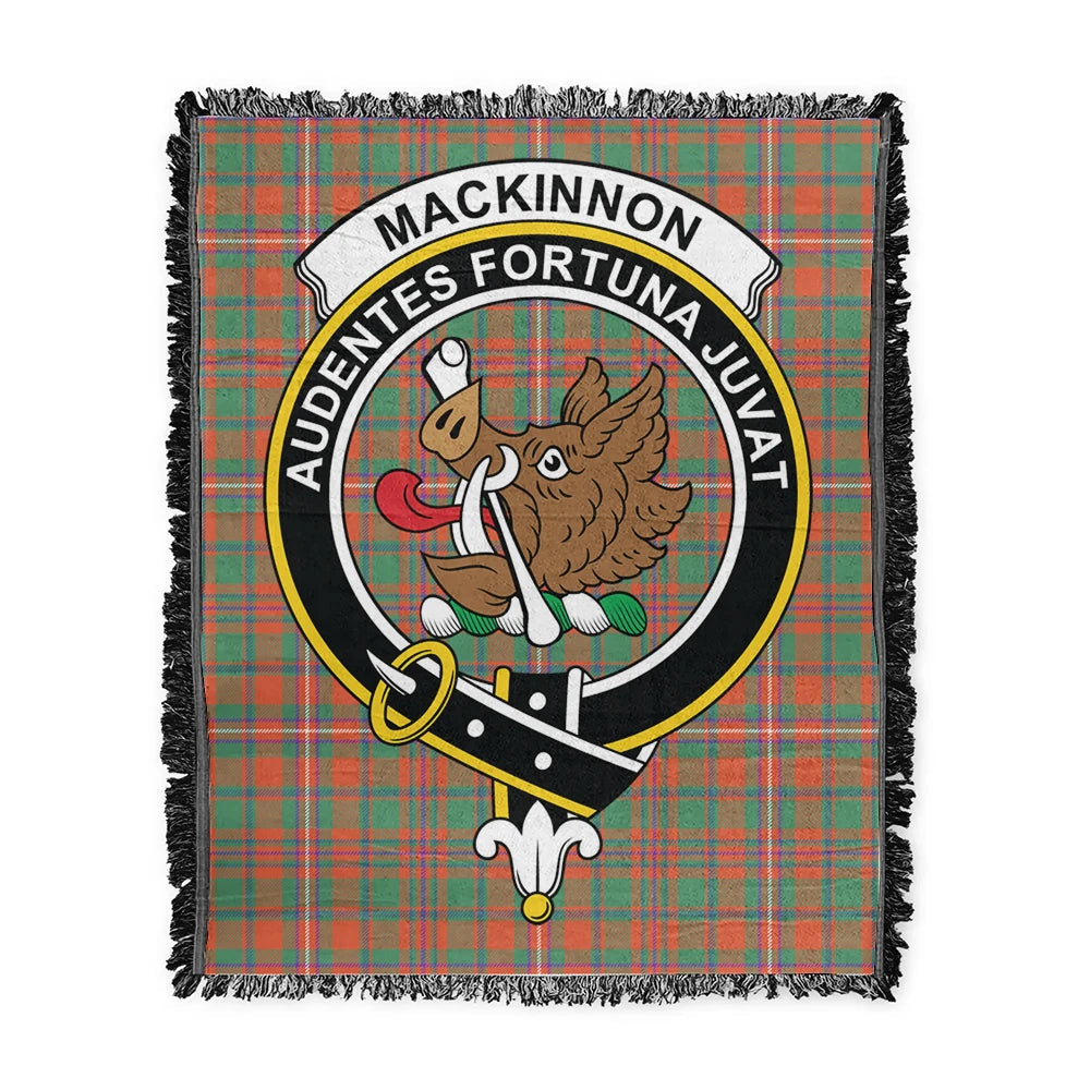 Scottish Tartan MacKinnon Ancient Clan Woven Blanket Crest Style