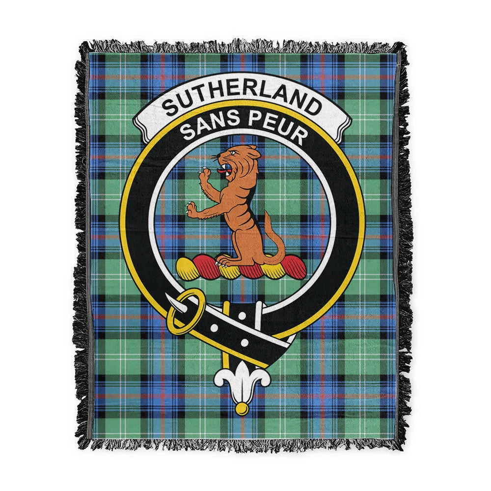 Scottish Tartan Sutherland Old Ancient Clan Woven Blanket Crest Style