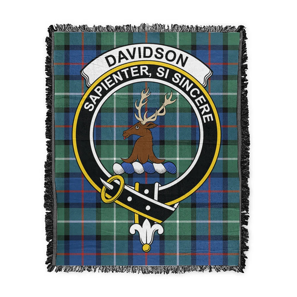 Scottish Tartan Davidson of Tulloch Clan Woven Blanket Crest Style