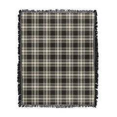 Scottish Tartan Menzies Black & White Ancient Clan Woven Blanket Plaid Style