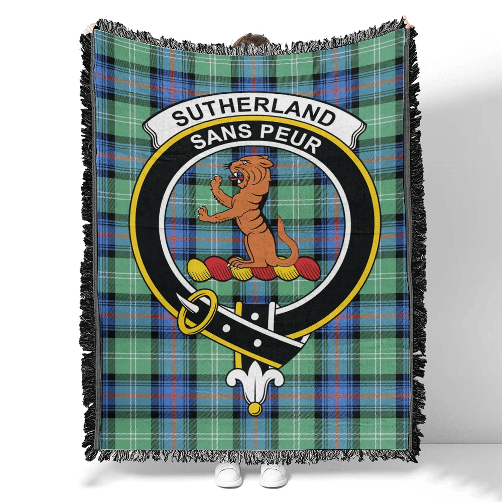 Scottish Tartan Sutherland Old Ancient Clan Woven Blanket Crest Style