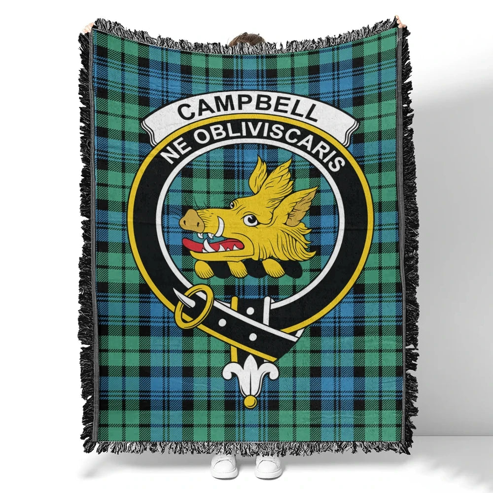 Scottish Tartan Campbell Ancient 01 Clan Woven Blanket Crest Style