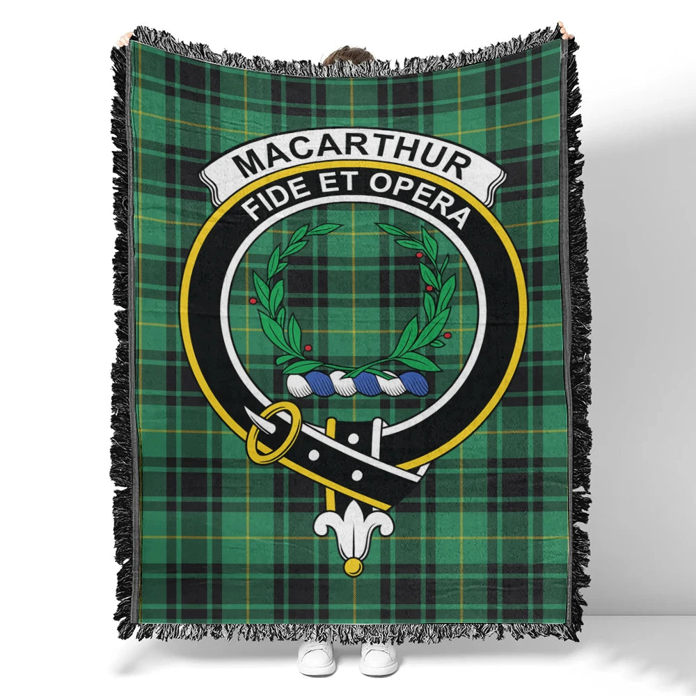 Scottish Tartan MacArthur Ancient Clan Woven Blanket Crest Style