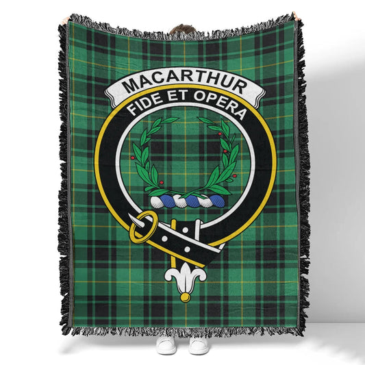 Scottish Tartan MacArthur Ancient Clan Woven Blanket Crest Style