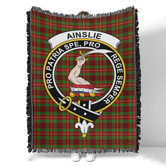 Scottish Tartan Ainslie Clan Woven Blanket Crest Style