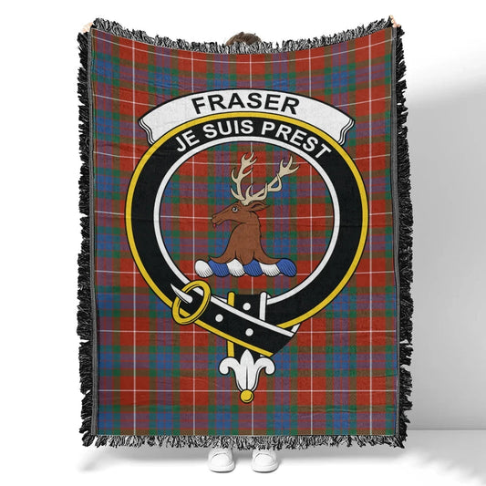 Scottish Tartan Fraser Ancient Clan Woven Blanket Crest Style