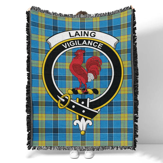 Scottish Tartan Laing Clan Woven Blanket Crest Style