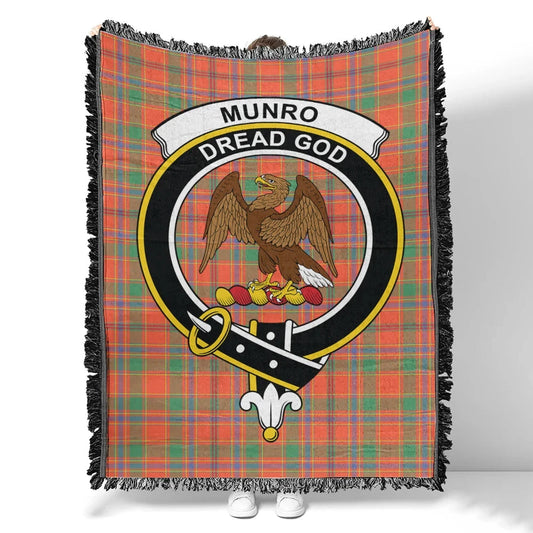 Scottish Tartan Munro Ancient Clan Woven Blanket Crest Style