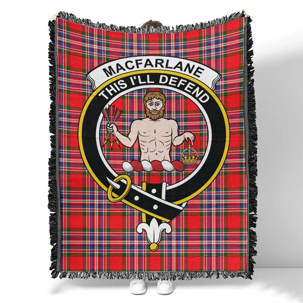 Scottish Tartan MacFarlane Modern Clan Woven Blanket Crest Style