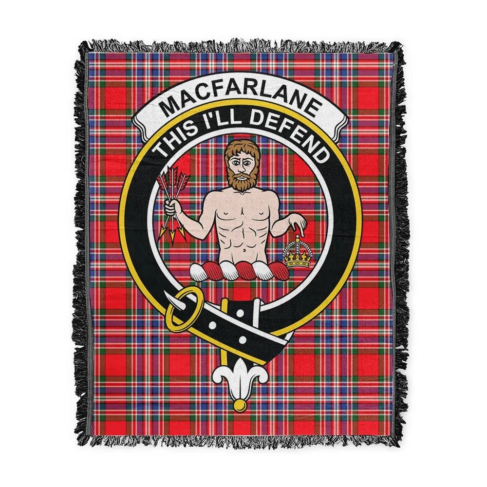 Scottish Tartan MacFarlane Modern Clan Woven Blanket Crest Style