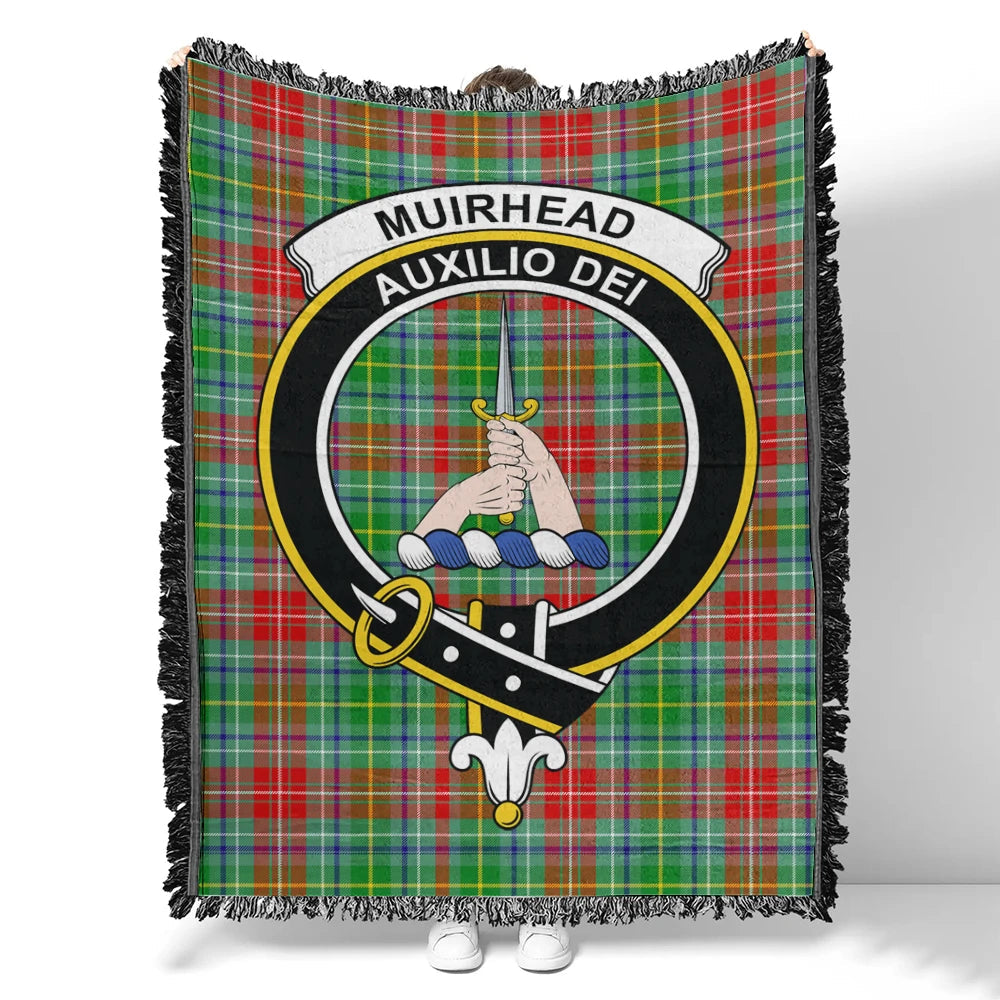 Scottish Tartan Muirhead Clan Woven Blanket Crest Style