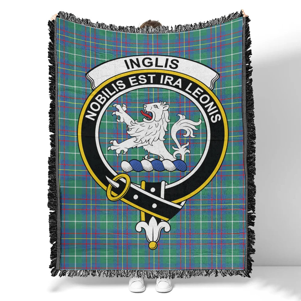 Scottish Tartan Inglis Ancient Clan Woven Blanket Crest Style