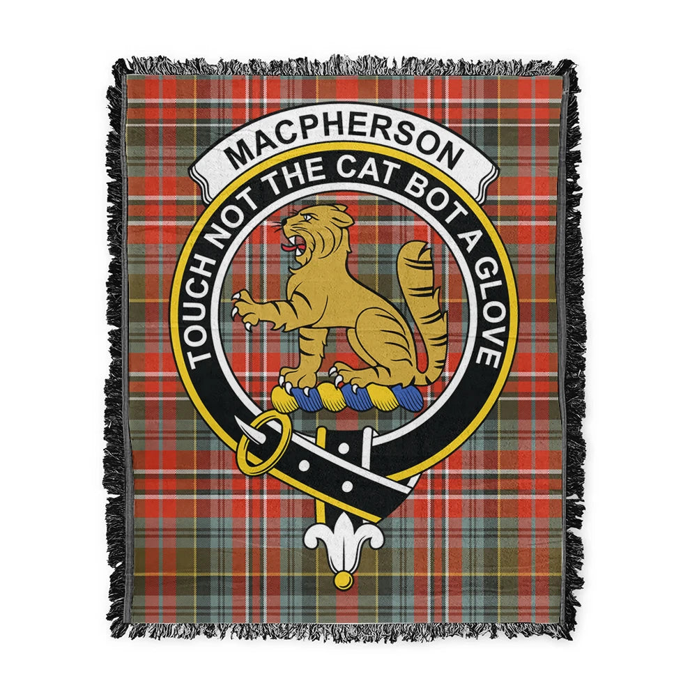 Scottish Tartan MacPherson Weathered Clan Woven Blanket Crest Style