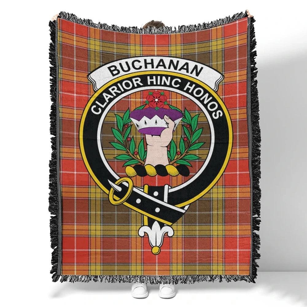 Scottish Tartan Buchanan Old Set Weathered Clan Woven Blanket Crest Style