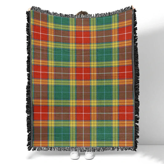 Scottish Tartan Buchanan Old Set Weathered Clan Woven Blanket Plaid Style